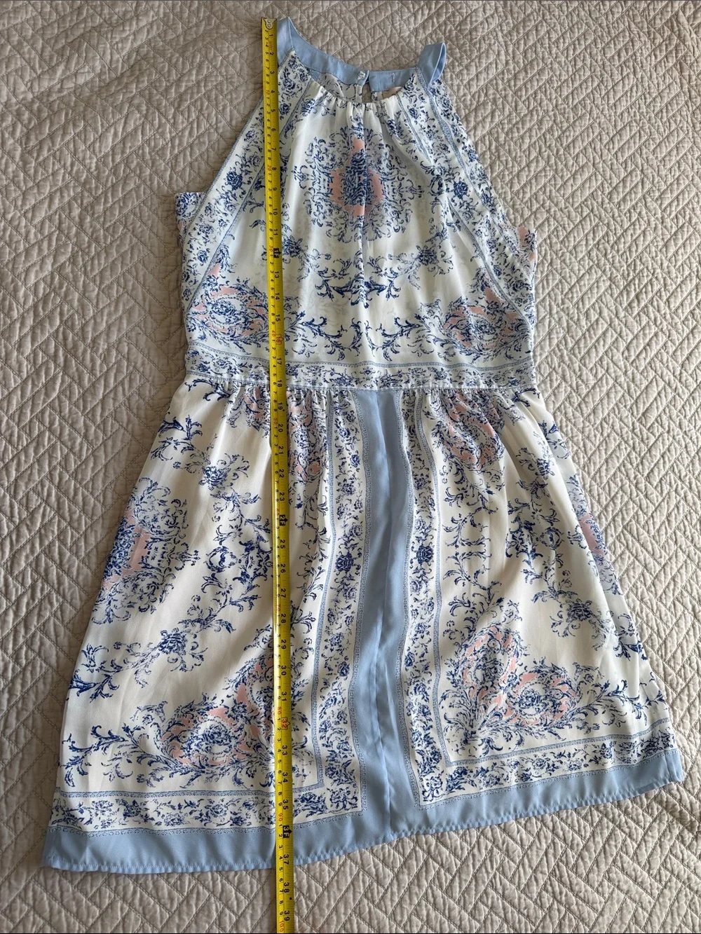 Philosophy Halter Mini Dress size L Baroque Floral Coastal Cottagecore Boho - Picture 9 of 13